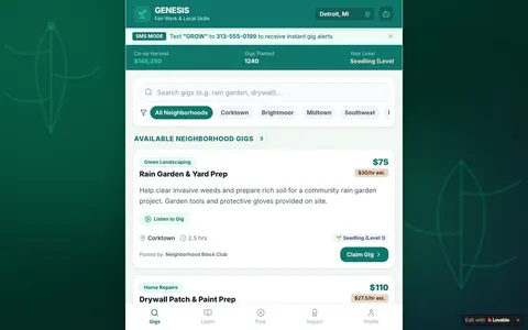 Screenshot of Genesis live demo