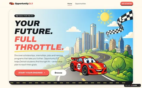 Screenshot of Opportunity313 live demo
