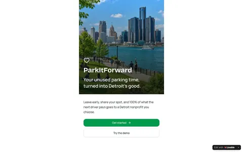 Screenshot of ParkItForward live demo