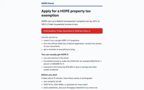 Screenshot of HOPE Check live demo