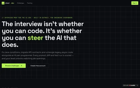 Screenshot of Steer live demo