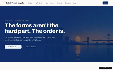 Screenshot of Detroit Permit Navigator live demo