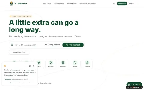 Screenshot of A Little Extra live demo