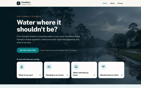 Screenshot of FloodWise Hampton Roads live demo