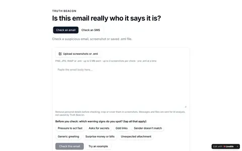 Screenshot of Spot phishing emails live demo