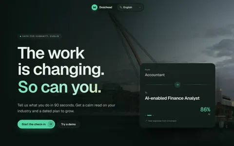 Screenshot of Droichead live demo, a career check-in that maps a path to a new role