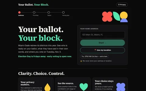 Screenshot of Your Ballot, Your Block. live demo